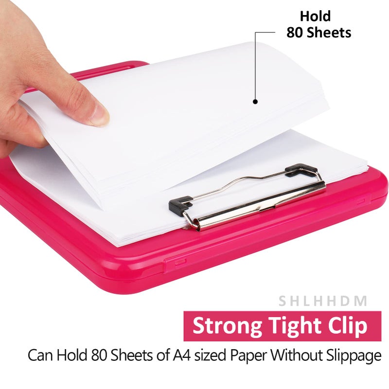 SFLHHDM A4 Clipboards  Folder Clipboard with Storage  Folio Plastic Clipboard with Low Profile Clip  File Binder Clipboard Case  Waterproof Nursing Clipboards Foldable Document Case for Office Work -Rose red - Image 3
